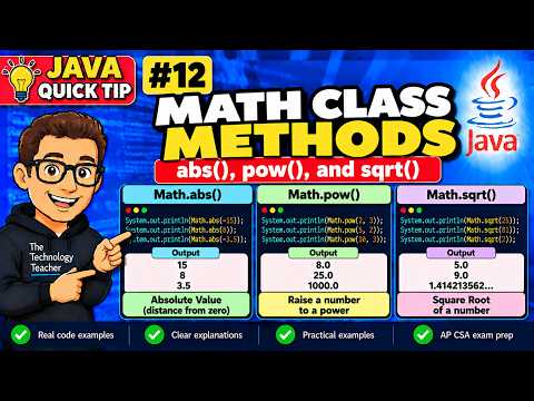 Java Quick Tip #12: Math Class Methods | Math.abs(), Math.sqrt() & Math.pow()