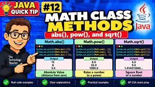 Java Quick Tip #12: Math Class Methods | Math.abs(), Math.sqrt() & Math.pow()