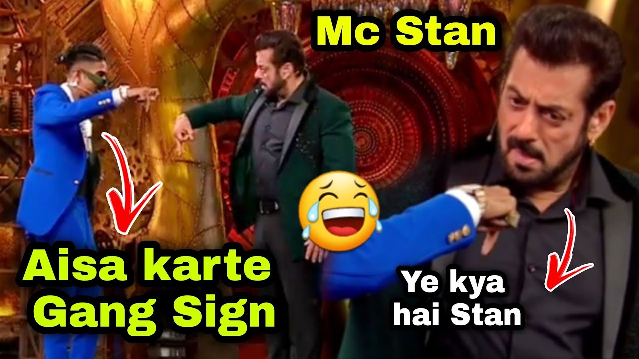 MC Stan Teach Salman Khan to gang sign 🥰😅 Mc stan with Salman khan in