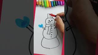 رسم رجل الثلج . رسم سهل للرجل الثلج . ارسم بسهولة . رسم فرج . snowman drawing