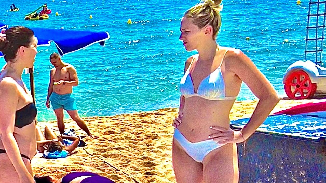 4K Beach Walk - Costa Brava Spain - Lloret de Mar - August 2022