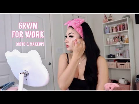 get ready with me for work || lets chat, ootd, quick makeup