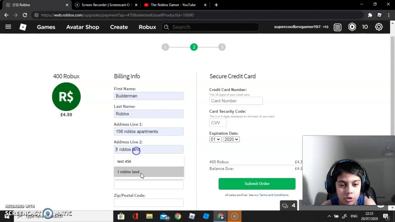 How To Buy Robux With Roblox Premium Billing Info Youtube - roblox billing address