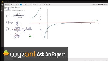Find the equation of the tangent line to a rational function at a given point.