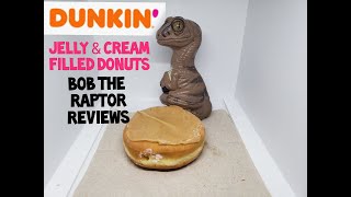 Dunkin Donuts Vanilla Cream & Jelly Filled Donut Fast Food Review Dinosaur Bob the Raptor #dunkin