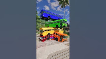 Colorful Cars & Buses Fall Crash Explode - BeamNG.drive #youtubeshorts