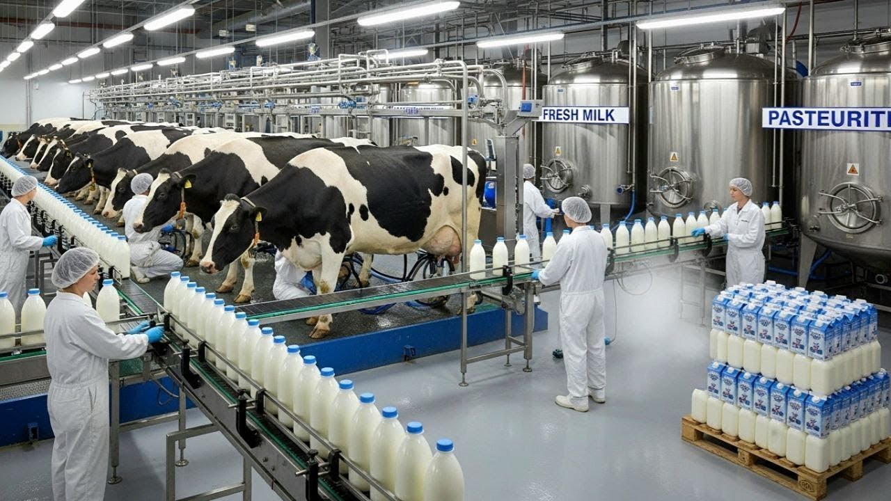 Inside the Fresh Milk Factory 🥛  From Farm to Bottle – The Complete Processing Journey