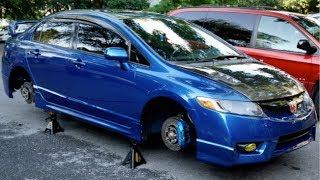 Spoon Monoblock Calipers, Slotted&Drilled Rotors, SS Brake Lines Install on 8thgen Honda Civic Si