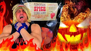 Choking to Death eating the WORLDS HOTTEST GUMBALLS | Bodybuilder VS Spicy Halloween Candy Challenge