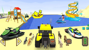 Blocky Farm & Racing 2018 - I mounted slides on the pool, I started parties Android / Ios GamePlay