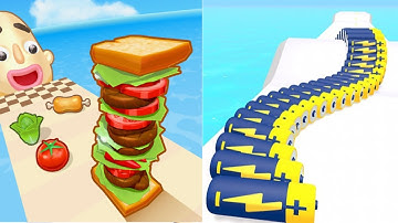 Battery Run  VS Sandwich Runner  - All Levels Android iOS Gameplay