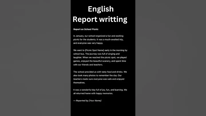 Report writing - school picnic #reportwriting #schoolpicnic