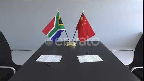 Flags of South Africa and China on the Table | Motion Graphics - Envato elements