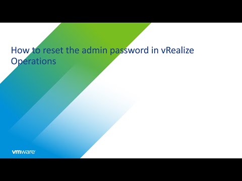 How to reset the admin password in vRealize Operations