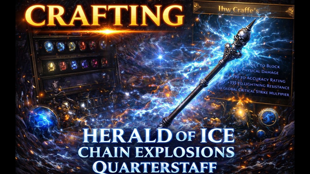 Poe 2 - Quarterstaff Craft -  Herald of Ice Chain Explosion Quarterstaff Crafting Guide