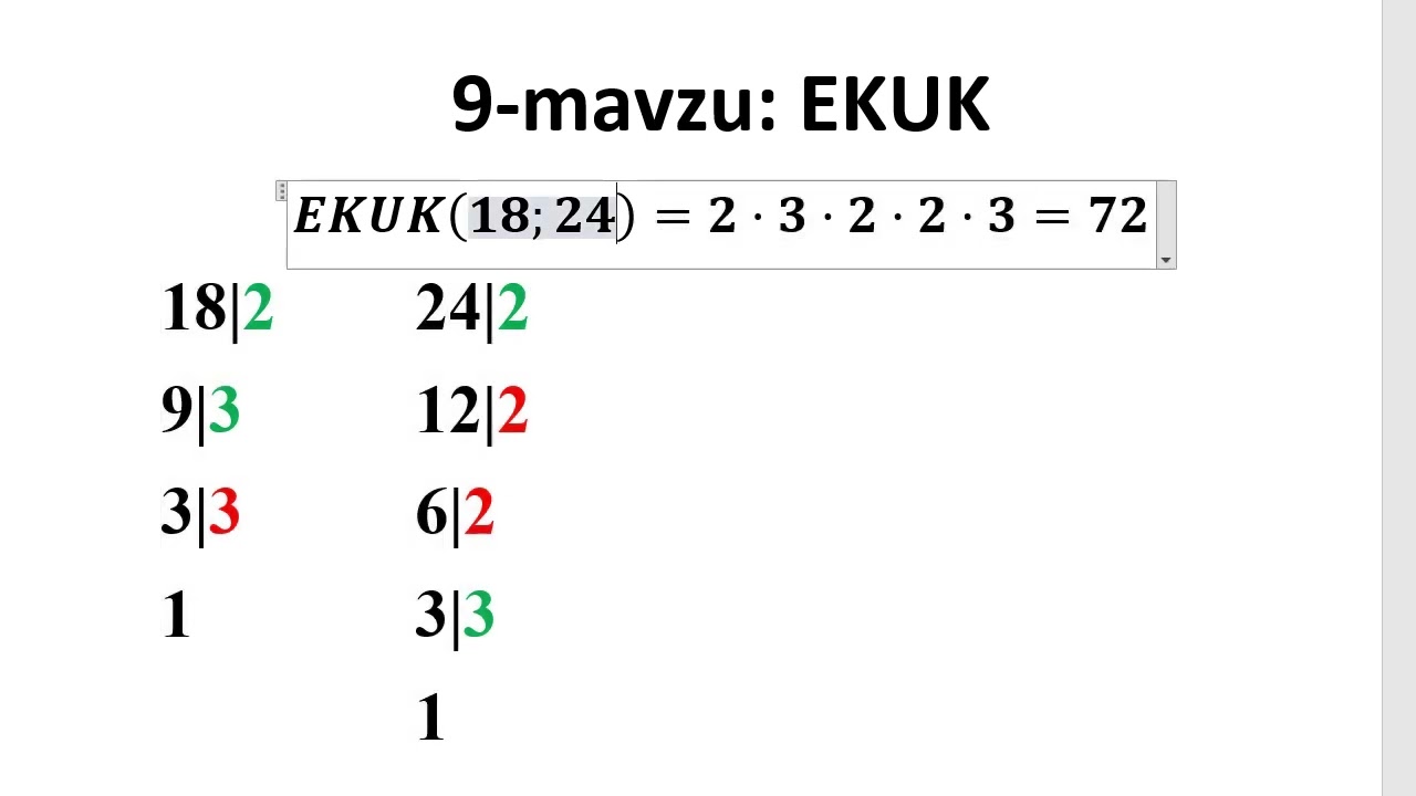 9 - dars. EKUK #matematika