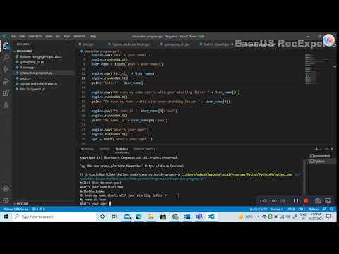 Basic Python Program(WITH TEXT TO SPEECH MODULE)