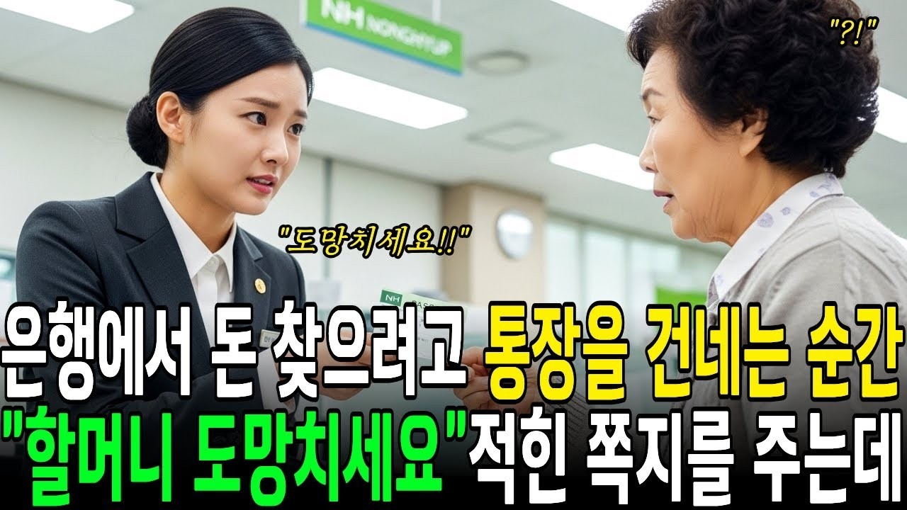 은행에서 돈찾는데 창구직원이 쪽지로, '할머니 빨리 도망쳐요' 뒤도 안돌아보고 죽을힘을 다해 도망쳤습니다   사연라디오   오디오북   삶의지혜