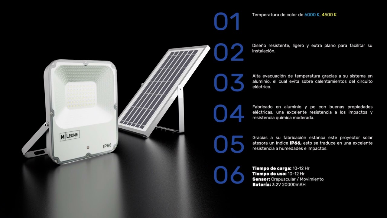 Foco proyector LED Solar ECO portátil 50W con batería power Bank USB