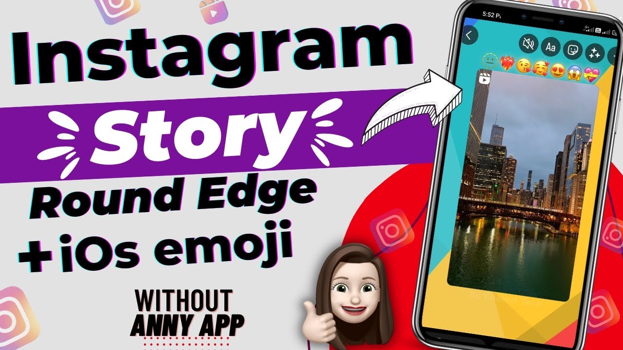 round edge story + ios emoji without any app 😱 💯 working #instagramtips ...