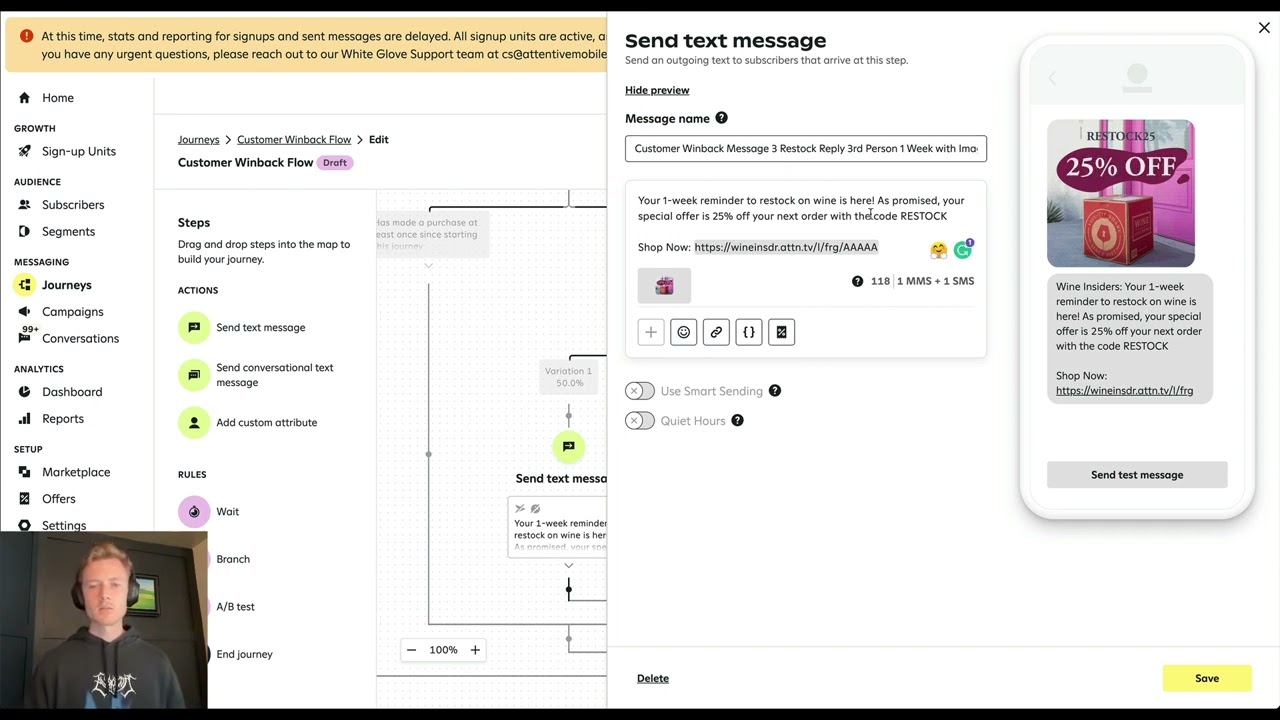 Attentive SMS Conversational Commerce Replenishment Journey