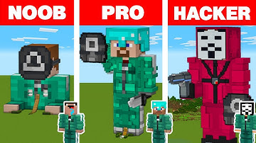 Minecraft NOOB vs PRO vs HACKER: SQUID GAME STATUE HOUSE BUILD CHALLENGE / Animation