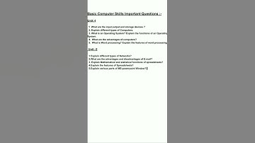 Basic computer skills Important Questions B. com, 1st year, OU