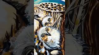 Семья Филинов. #Shortvideo #Art #Painting #Artist #Художник #Animals #Shorts  #Owl #Artistprocess