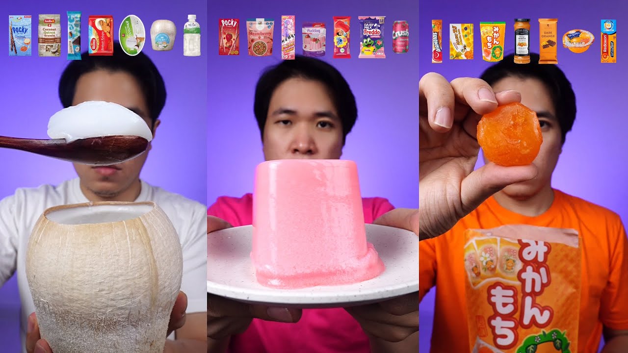 [COMPILATION] EAT RANDOM COCONUT 🥥, STRAWBERRY 🍓, AND ORANGE 🍊 FLAVORED ...