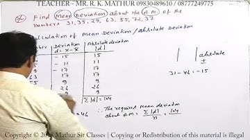 Calculation of  Mean deviation or absolute deviation | Statistics || Mathur Sir Classes