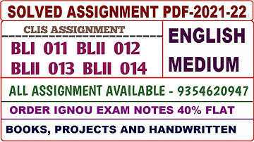 CLIS Solved assignment 2021-22 / CLIS solved assignment English/ ignou CLIS assignment