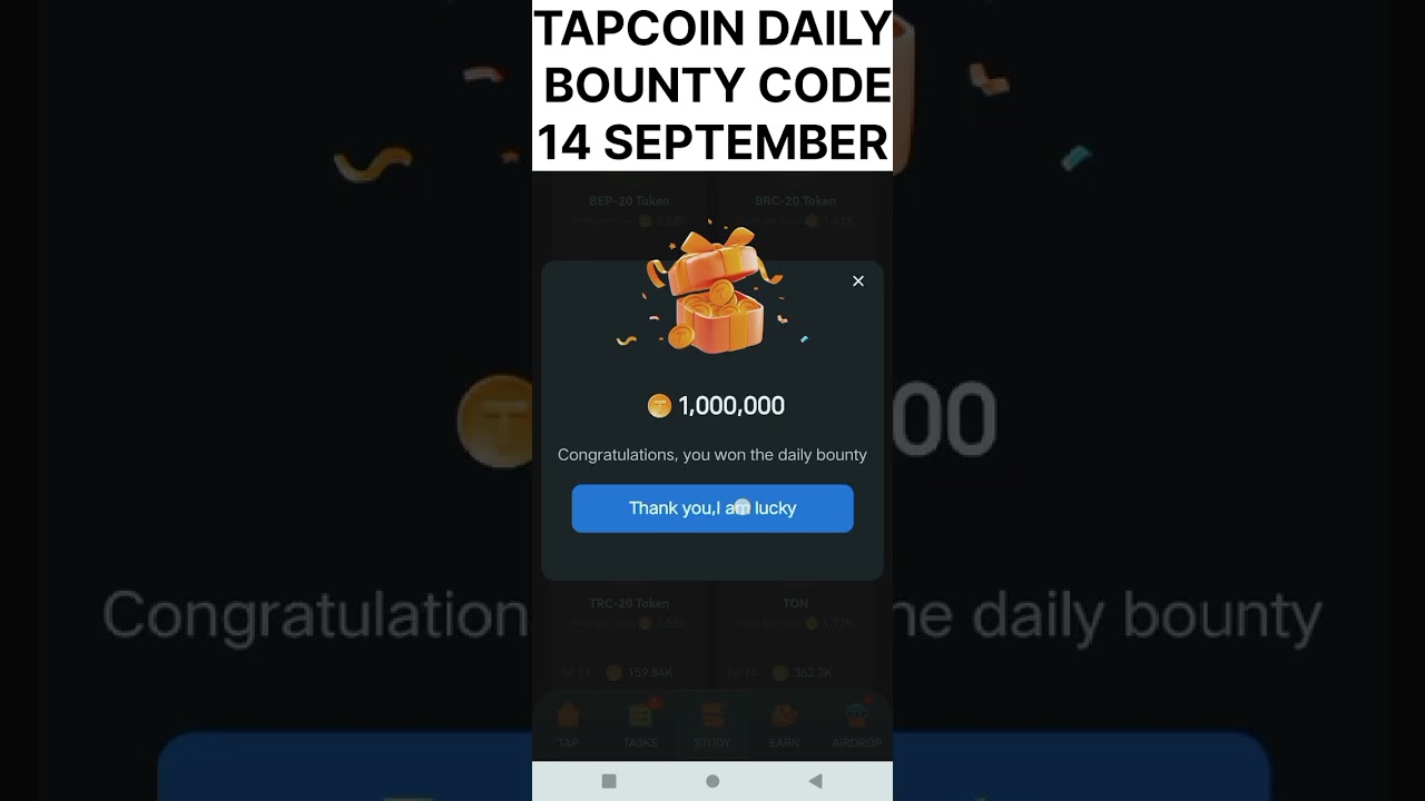 Tap Coin Daily Combo bounty code 14 SEPTEMBER Tapcoin code 