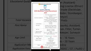 Sjvn Workman Trainee Recruitment 2025 New Vacancy 2025 Dailyjobs Updates