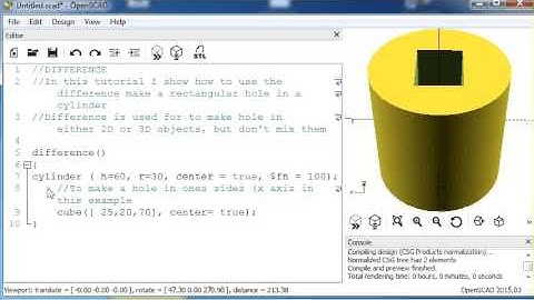 OpenSCAD tutorial: difference()