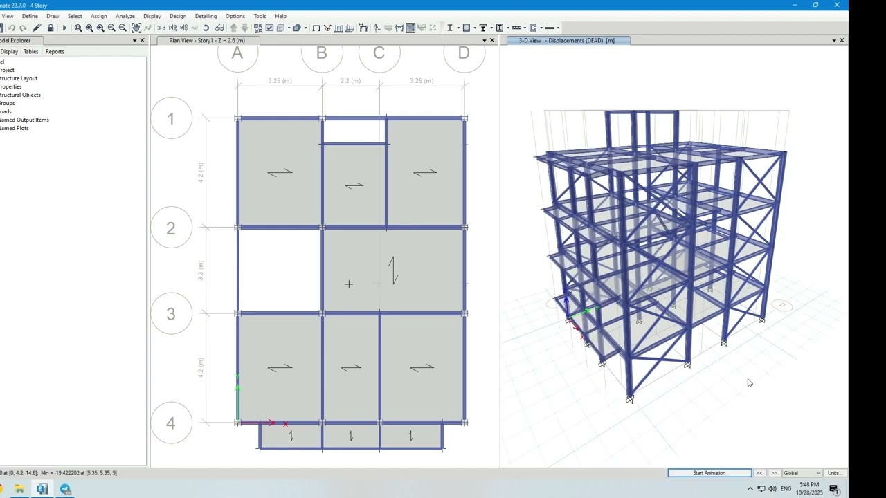Designing a four-story steel building with ETABS
