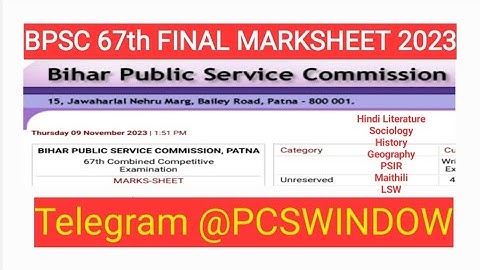 BPSC 67th Final Marksheet 2023 #marksheet #bpscresult #bpscmarksheet #finalresults