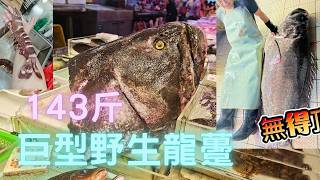 中秋有好貨,生劏143斤巨野生龍躉😍超巨本地大鬼蝦👍今年中秋海鮮係假蝦貴少少,其他正常價~fishcutting香港海鮮~社長遊街市Seafood
