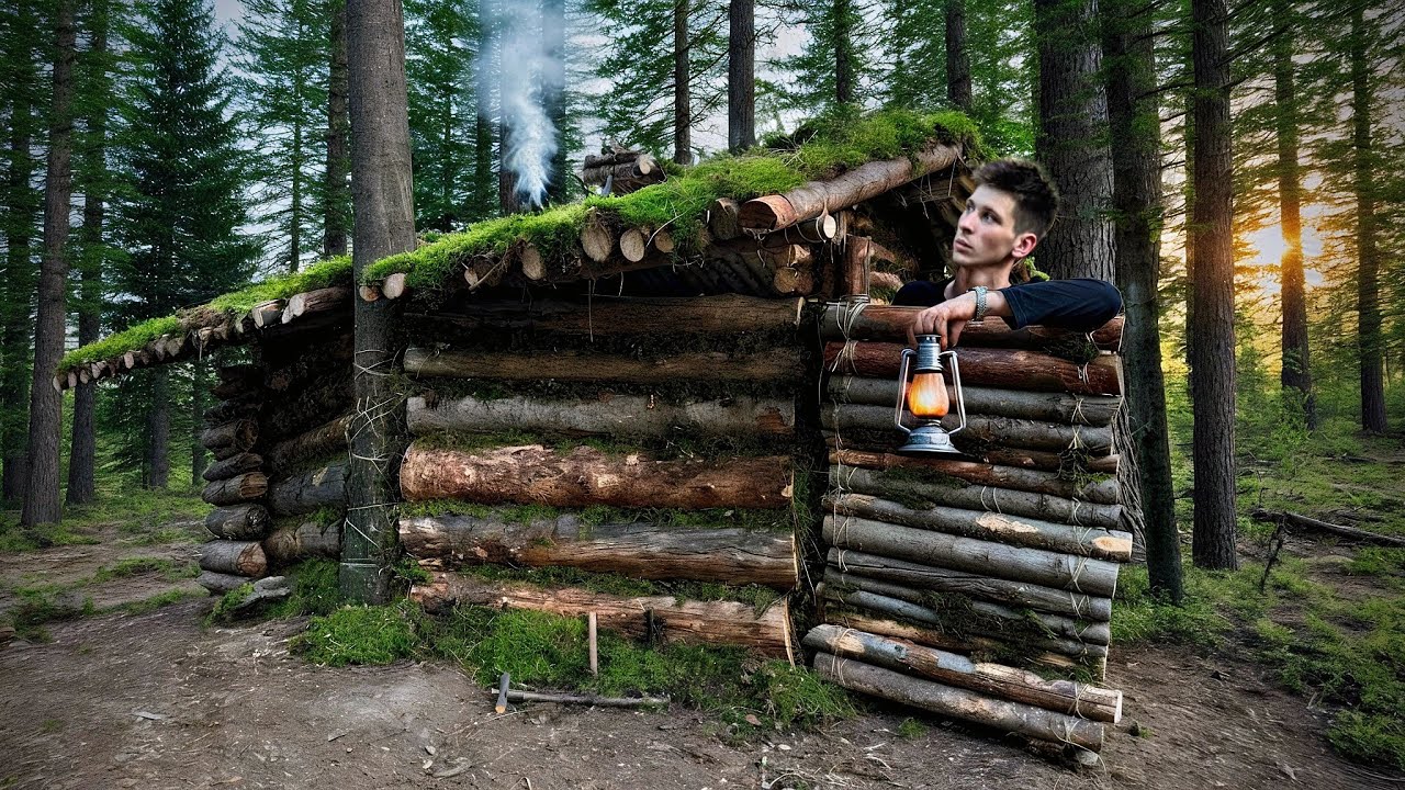 Building a Cozy and warm survival shelter |Bushcraft skills - YouTube