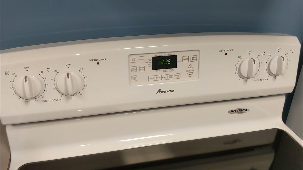 How to set the clock on Amana Range oven stove model AER5630BAW0