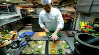 THAI CLASSIC Spicy Grilled SCALLOP SALAD prepared by Chef Prasert at Sala Rim Naam, Bangkok Thailand