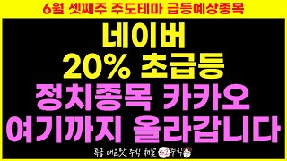 네이버 20% 초급등! 정치 종목 카카오, 여기까지 올라갑니다