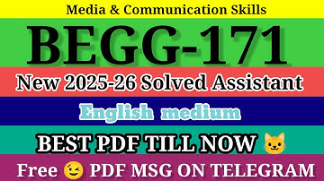BEGG 171 SOLVED ASSIGNMENT 2025-26 in English ll begg 171 solved assignment 2026 ll ignou begg171