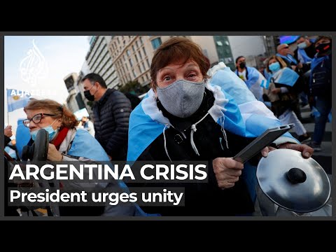 Argentine president urges unity as anti-government protests build