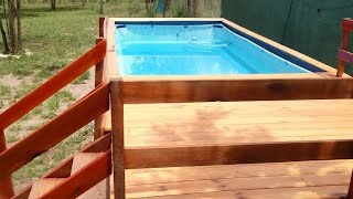 Cómo hacer deck de madera para pileta de lona/ deck para pelopincho