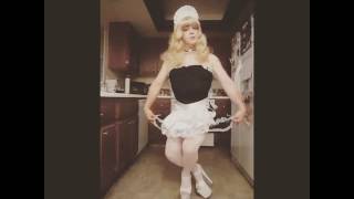 sissy molly practicing her curtsey