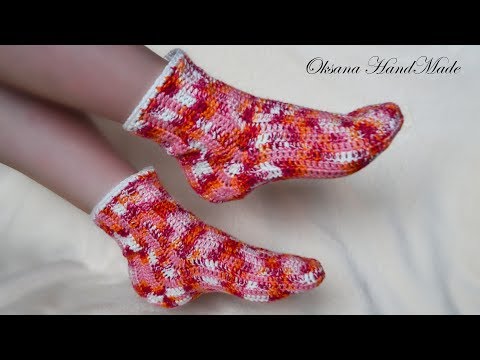 Носки крючком. Простой способ вязания. Crochet socks