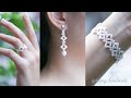 DIY elegant bridal jewelry set. Beading tutorial. Bracelet, earrings & ring