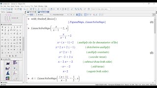 طريقة حل المعادلات الخطية بالخطوات التفصيلية في المابل Maple