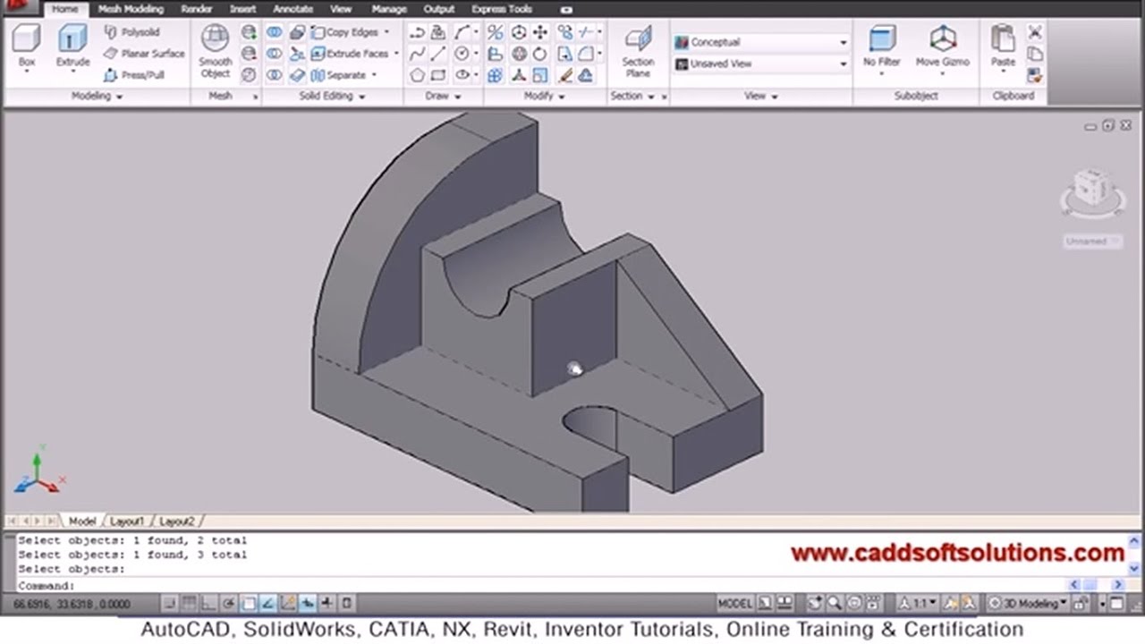 AutoCAD 3D Objects Modeling Tutorial For Beginners AutoCAD 2010