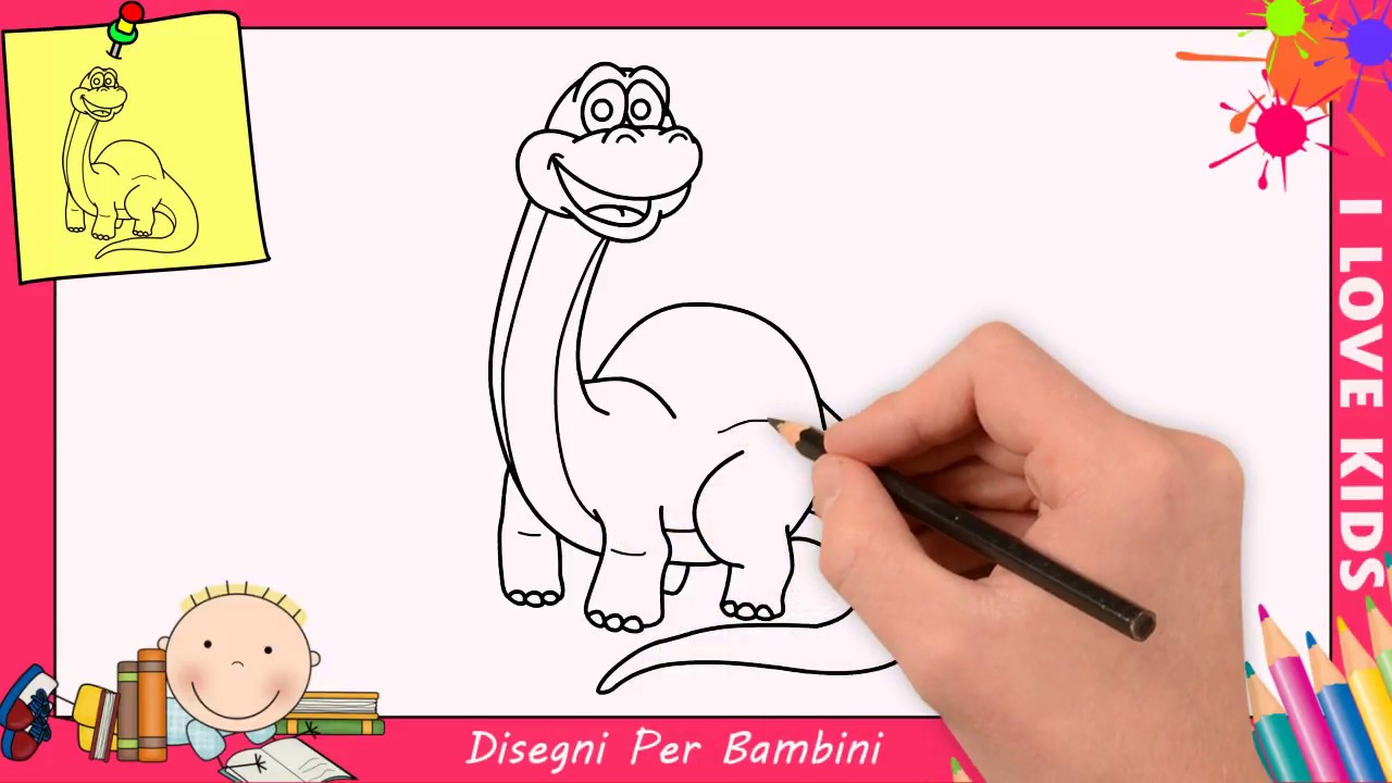 Come Disegnare Un Dinosauro Facile Passo Per Passo Per Bambini 3 Youtube